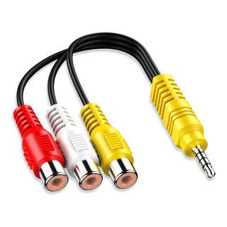 TCL TV용 3.5mm ~ 3 RCA 케이블 비디오 컴포넌트 AV 어댑터 케이블 | RCA 빨간색 흰색 및 노란색 암 비디오 케이블, 한개옵션0