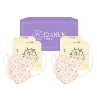 IDAHUM 아이다움 살색 토끼 숨쉬기편한 새부리형 캐릭터 마스크 40매 선물 세트, 살색 토끼 40매 유아용(1~3세)