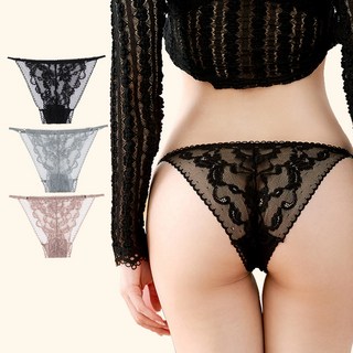 여성 레이스팬티의 반투명 망사 헴 심리스팬티 섹시 삼각팬티3P 여자팬티
