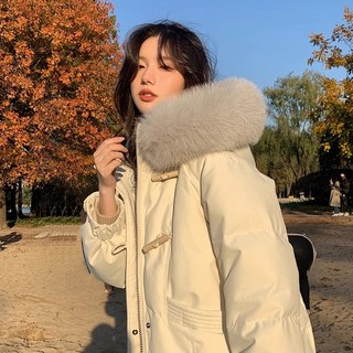 쩐쿠 여성 따뜻한 슬림 퀄팅 여성 털후드 롱 패딩 K0040 여성구스패딩 13 ANYOU 패딩 경량패딩 겨울 패딩 여성 미디움 무릎 롱 빅 울 도톰 롱패딩 후드 코트 롱패딩