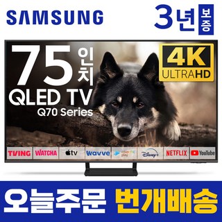 삼성 TV 189cm(75인치) QLED 4K LED 스마트 티비 75Q70 로컬변경, 방문설치, 스탠드형, 75형