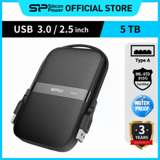 실리콘파워 Silicon Power 외장HDD 익스트림 방수 외장하드 A60, 블랙, 5TB