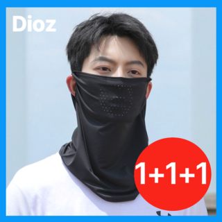 1+1+1 디오즈 시원한 쿨링 자외선 차단 마스크, 블랙, 3개