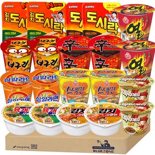 블루존 소컵라면 12종 24개 A세트(신라면2+육개장2+김치육개장2+너구리2+삼양라면2+짜장범벅2+진매2+참깨2+열2+도시락2+김치도시락2+스낵면2), 1세트