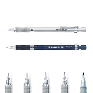 스테들러 그라파이트 제도 샤프 925 0.3 ~ 2.0mm 프리미엄 알루미늄 샤프펜 홀더펜 전문가용, 실버 925-25, 0.7mm