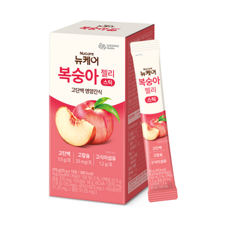 뉴케어 복숭아 젤리 스틱 고단백 영양간식 15포 1박스, 1개