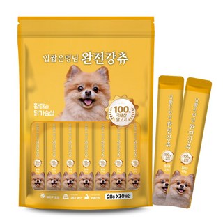 자세히 보기 입짧은 멍님 완전강츄 대용량 사료 토핑용 노견용 짜먹는 강아지 간식, 28g, 60개, 황태