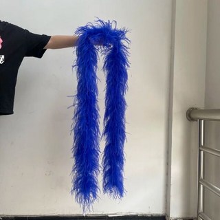 천연 타조 깃털 보아 1-6 플라이 트림 숄 홈 파티 의류 장식 바느질 스카프 2m, 3ply 2미터r, 로얄 블루