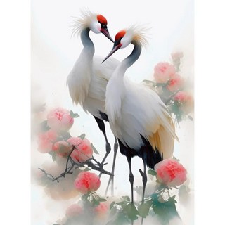 벽면 리폼 벽지 스티커 건강 장수 사랑의 상징 두루미 백학 일러스트 벽 창문 유리 꾸미기 포스터 충돌방지 회사/집안 데코그림 4종 PVC방수 포스터, 두루미-02