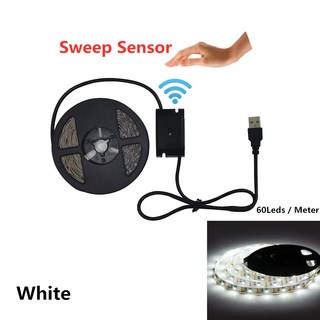 DC 5V 램프 USB 모션 LED 백라이트 TV 주방 스트립 핸드 스윕 흔들기 ON OFF 센서 라이트 다이오드 조명 방수, White Sensor, 0.5m, 1개