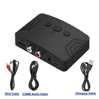 블루투스 5.3 어댑터 무선 오디오 리시버 U 디스크 RCA 3.5mm AUX 잭 스테레오 음악 리시버 앰프 스피커 헤드셋용, 2) with RCA, 없음