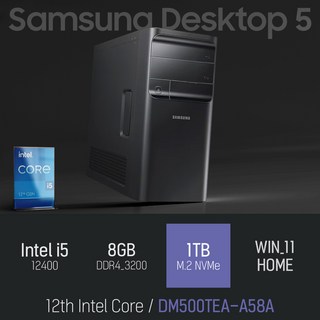 삼성 데스크탑5 DM500TEA-A58A, 블랙, 8GB, WIN11 Home, 1TB