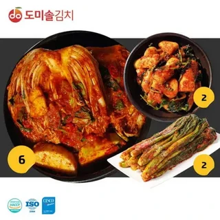 도미솔 김치 3종 총10kg (포기김치 6kg + 총각김치 2kg 갓김치 2kg), 1개