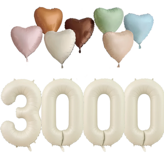 파파 파티 크림 하트 대형 숫자 기념일 생일 풍선 세트, 1세트, 크림 3000 + 하트7종