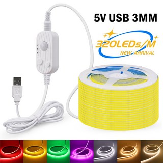 LED COB 라이트 스트립 모션 센서 유연한 다이오드 테이프 3 5V USB 선형 실내 조명 램프 룸 DIY TV 미러 백라이트, natural white, 1m