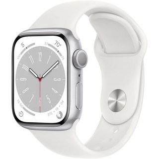Apple Watch 시리즈 8 [GPS 41mm] - 흰색 스포츠 밴드가 있는 실버 알루미늄 케이스 M/L(리퍼제품)