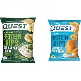 Quest Nutrition 과자 칩 퀘스트 뉴트리션 프로틴 사워 크림 어니언 고단백 저탄수화물 12개입 토르티야 나초 치즈 1.1온스, 12개