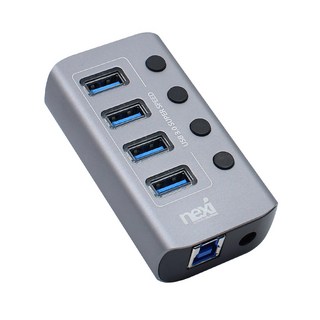 NEXI NX824 USB3.0 4포트 유전원허브(NX-U1004P), 다크실버, 1개