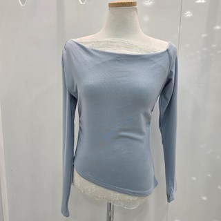 밸리걸 레이스 배색 언발 슬림 티셔츠 129771