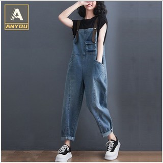 ANYOU 청바지 데님 멜빵바지