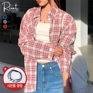 리빗 루즈핏 오버핏 여름 체크 셔츠