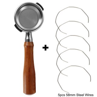 GAGGIA Bottomless 필터 홀더 Gaggia Classic ESPRESSO 커피 머신 바리스타 도구 용 58mm 단단한 나무 손잡이 Portafilter, 58mm for GAGGIA, with steel wires, 1개