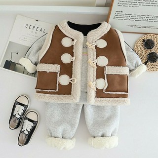 온리히얼 아기무스탕조끼 기모상하복세트