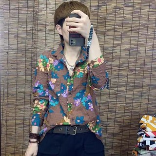 플라워 면마 프린트 셔츠