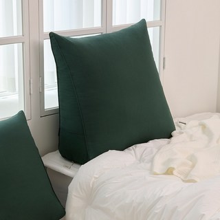 플랫화이트 목까지 받쳐주는 빵빵한 삼각등받이 쿠션, 다크그린