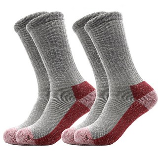 dasama 메리노울 아웃도어 풀 쿠션 헤비크루 2켤레, 레드 2켤레