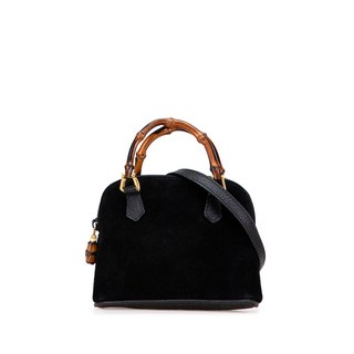 구찌 중고 20th 센추리 미니 스웨이드 뱀부 돔 사첼 백