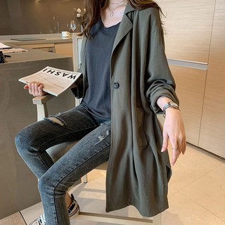 COSYEVNO 여성 트렌치코트 가을 빅사이즈 루즈핏 패션 캐주얼 얇은 긴팔 하프 정장 코트 lyjfy06