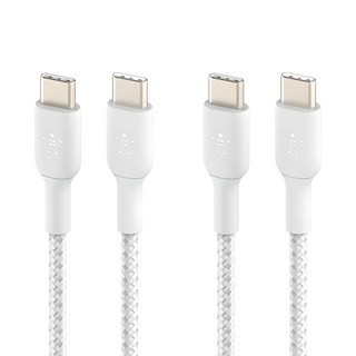 벨킨 BoostCharge 브레이디드 USB C타입-C타입 고속 충전케이블 CAB004bt2MWH, 화이트, 2개, 2m