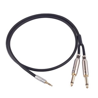 YYTCG 3.5mm ~ 더블 TRS 케이블 AUX Male 모노 잭-스테레오 잭 오디오 (믹서 앰프 어댑터 용), 01 Black, 01 <= 0.5M