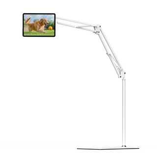 제이원 탄소강 접이식 자바라 스탠드 탭 패드 태블릿 스마트폰 침대 거치대 대형 155cm, 화이트, 1세트, JW-STND100
