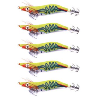 FUKUSHIMA 에기왕 3호 베이직 무늬오징어 한치 에기, 5개, 14.2g, 10.마블옐로우