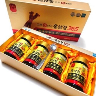 [대한홍삼진흥공사] 6년근 고려 홍삼정 365 – 1박스 (4병 세트 + 쇼핑백) 100% 국내산, 총 960g 인삼즙