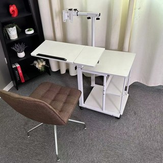 이동식 침대 모니터암 받침대 병원 스탠드 컴퓨터 집순이 침대책상 싱글 70x60x14cm, 자존감판 화이트 무무늬