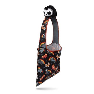 TeeTurtle Plushiverse - 플러시 토트백 신화와 크립타이드 블랙과 무지개 죽음의 유니콘 참신한 접이식 숄더백