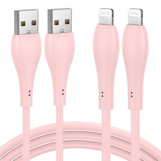 아이오네우스 마카롱 고속 충전 USB 아이폰 케이블 CB-I2I, 2개, 분홍색, 1m