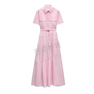 자라 여성원피스 셔츠 카라 벨트 반팔 롱 드레스 ZARA