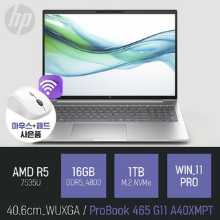 HP 프로북 465 G11 A40XMPT [사은품 증정], WIN11 Pro, 16GB, 1TB, 실버