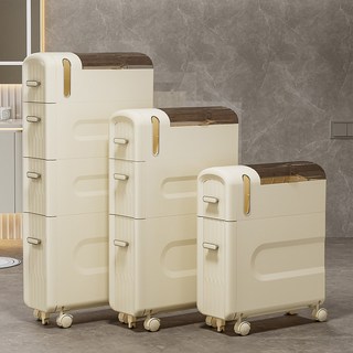 리빙원 틈새수납장 이동식서랍장 사이수납함 이동식선반 공간활용서랍장, 1개, 3단 - 크림색