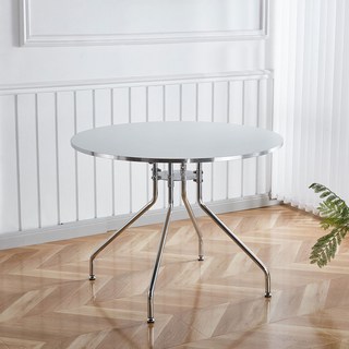 룬트 원형테이블 미드센츄리 모던 크롬 식탁 3size, 4인용, 화이트(WWD3083)