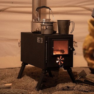 캠핑 화목 난로 다용도 장작 화로 야외 그릴 보일러, 블랙우드스토브패키지, 1개