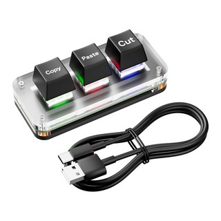 독거미키보드 펀키스 레이저키보드 RGB CTRL X C V 단축키 한손 키보드 핫스왑 3 키 매크로 키패드 USB C타입 프로그래밍 가능 작업 및 게임용, 적축, 없음