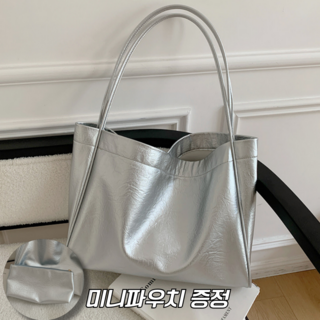 SerenBL 실버 숄더백 여성 여름 토트백 데일리백