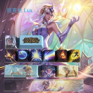 롤키캡 LOL키캡 Luxanna 크라운 가드 발광 숙녀용 귀여운 만화 12 Oem Pbt 탁상 장식 휴일 선물, 1.Luxanna Crownguard, 1개