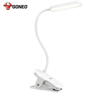 GONEO 아이케어 클램 데스크 램프 접이식 독서 램프 재충전 가능 블루레이 차단 북 라이트, White