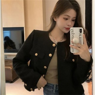 피어니스트 여성용 버튼 하객룩 트위드 자켓